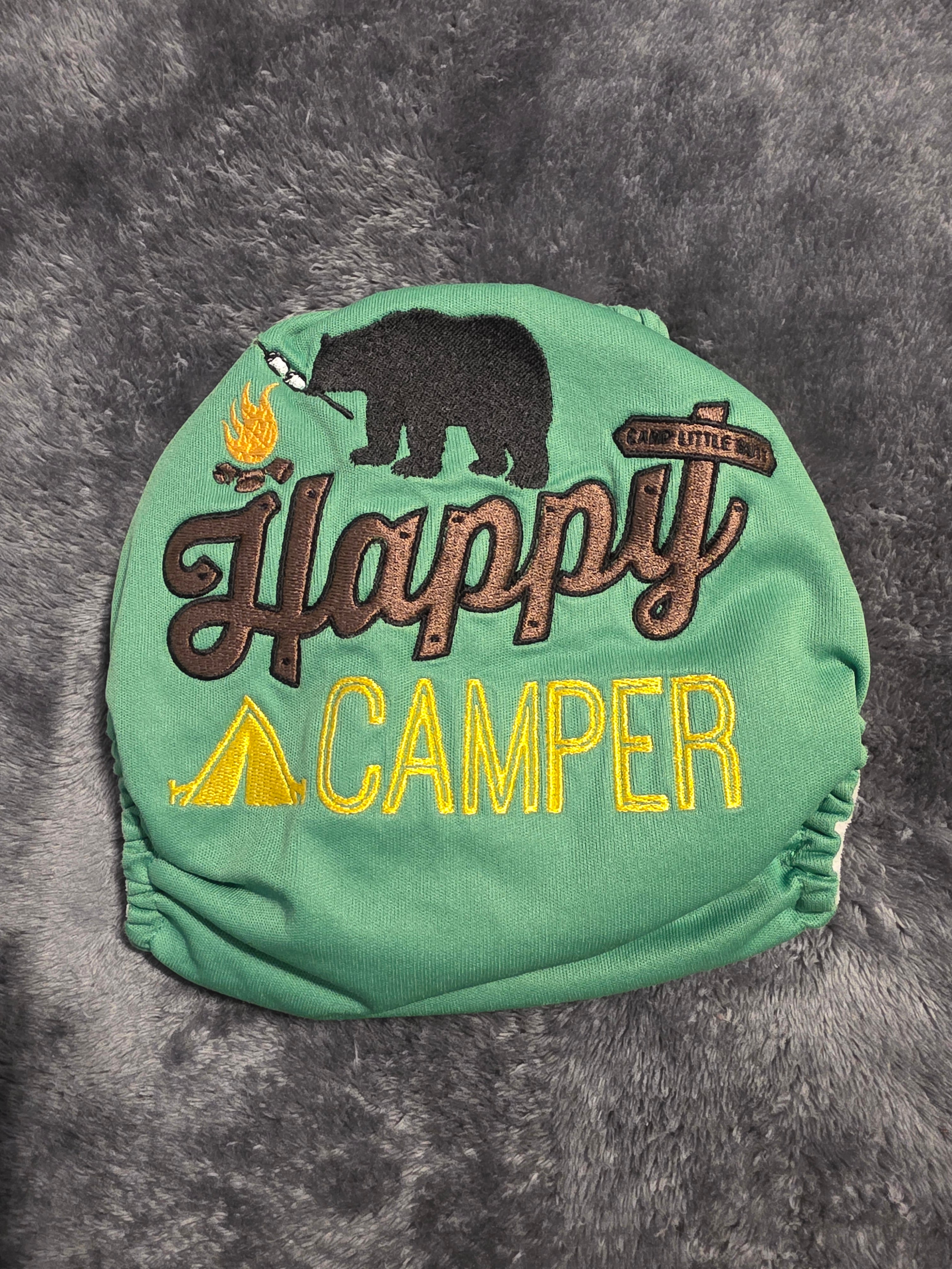 OS little butt embroidered fleece pocket (Happy Camper)