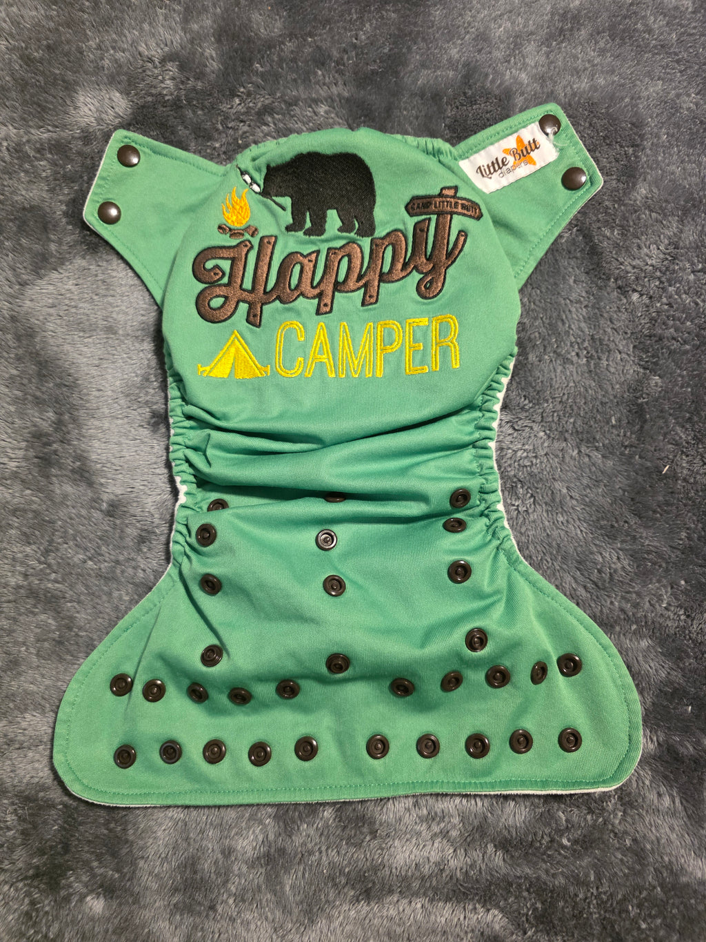 OS little butt embroidered fleece pocket (Happy Camper)